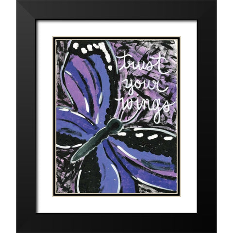 Trust Your Wings Black Modern Wood Framed Art Print with Double Matting by Martin, Monica