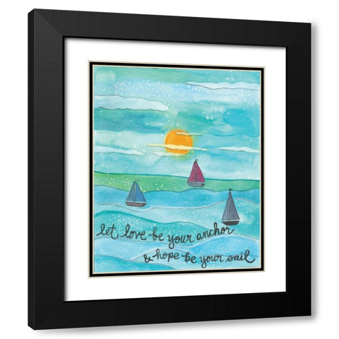 Love Anchor Black Modern Wood Framed Art Print with Double Matting by Martin, Monica