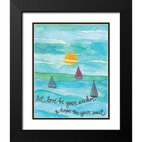 Love Anchor Black Modern Wood Framed Art Print with Double Matting by Martin, Monica