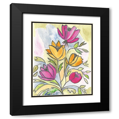 Summer Bouquet Black Modern Wood Framed Art Print with Double Matting by Martin, Monica