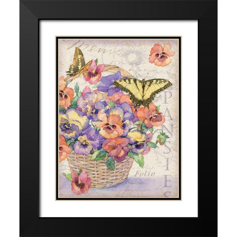 Pansies Folio Black Modern Wood Framed Art Print with Double Matting by Paton, Julie