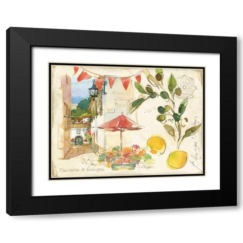 Piazzette Olives Black Modern Wood Framed Art Print with Double Matting by Paton, Julie