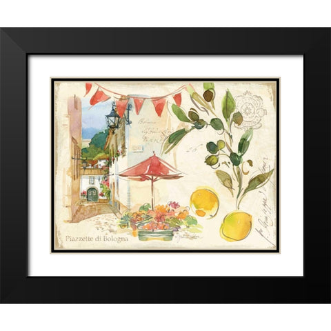 Piazzette Olives Black Modern Wood Framed Art Print with Double Matting by Paton, Julie