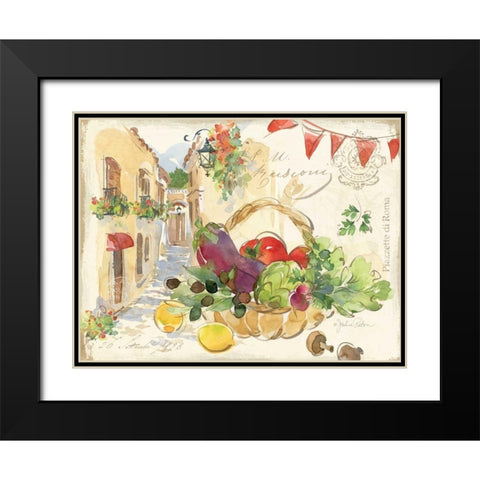 Piazzette Veggies Black Modern Wood Framed Art Print with Double Matting by Paton, Julie