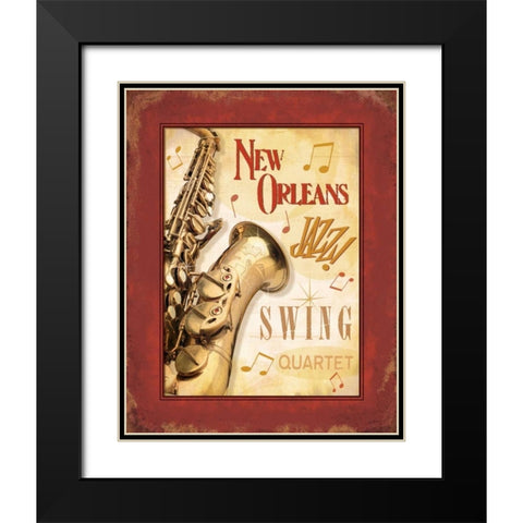 New Orleans Jazz II Black Modern Wood Framed Art Print with Double Matting by Pela Design
