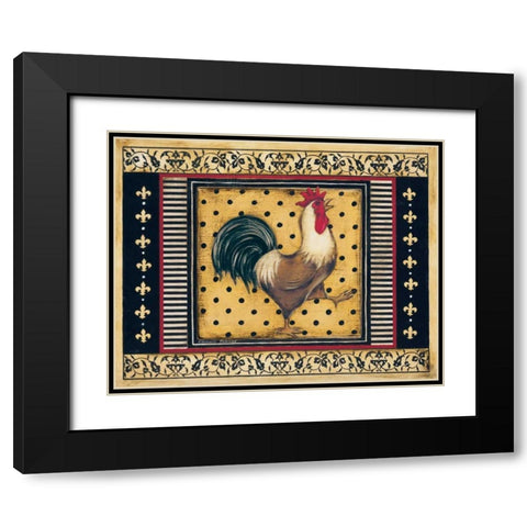 Provence Rooster I Black Modern Wood Framed Art Print with Double Matting by Poloson, Kimberly