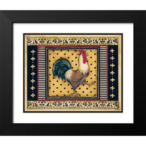 Provence Rooster I Black Modern Wood Framed Art Print with Double Matting by Poloson, Kimberly