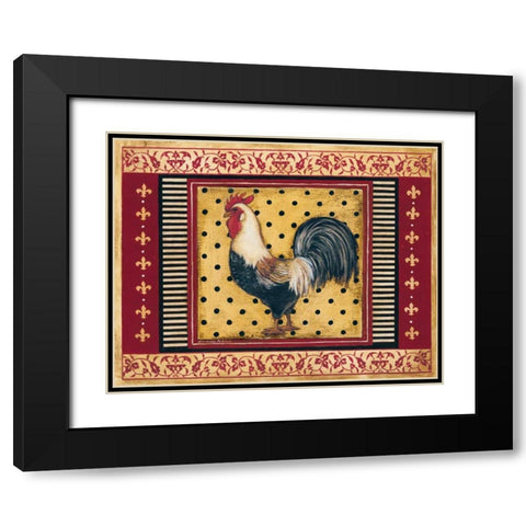 Provence Rooster II Black Modern Wood Framed Art Print with Double Matting by Poloson, Kimberly