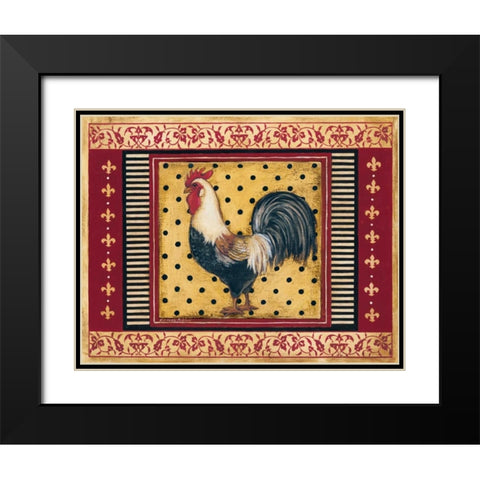 Provence Rooster II Black Modern Wood Framed Art Print with Double Matting by Poloson, Kimberly