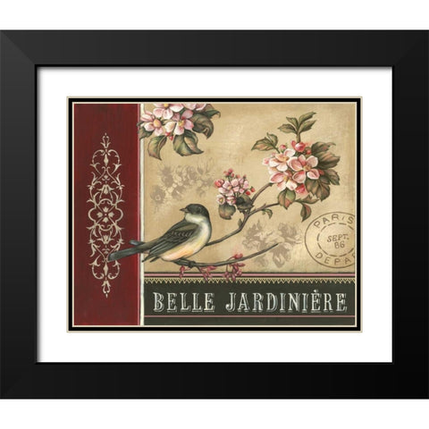 Cherry Blossom Bird Black Modern Wood Framed Art Print with Double Matting by Poloson, Kimberly