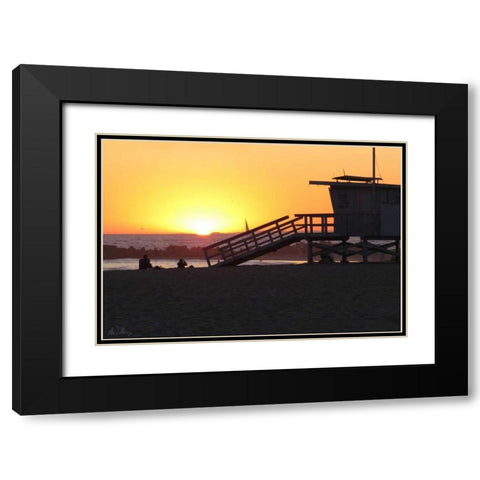 Sunset Lifeguard Black Modern Wood Framed Art Print with Double Matting by Williams, Alex