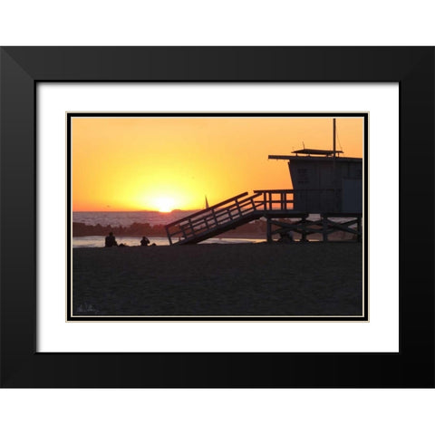 Sunset Lifeguard Black Modern Wood Framed Art Print with Double Matting by Williams, Alex