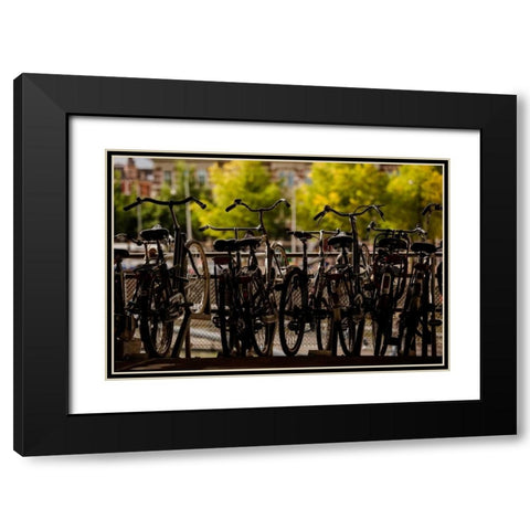 Bicycle Silhouettes II Black Modern Wood Framed Art Print with Double Matting by Berzel, Erin