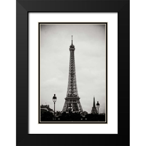 Eiffel Tower BW II Black Modern Wood Framed Art Print with Double Matting by Berzel, Erin