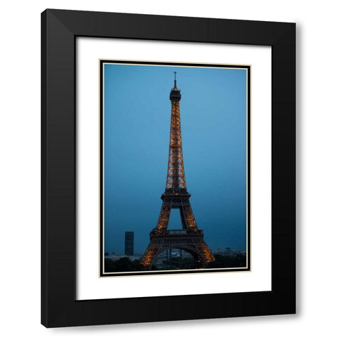 Eiffel Tower at Night I Black Modern Wood Framed Art Print with Double Matting by Berzel, Erin