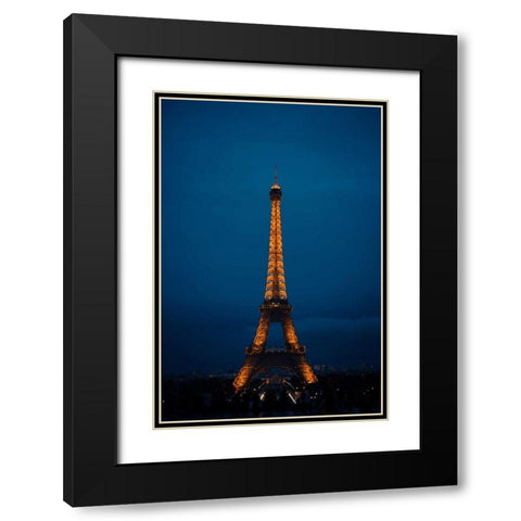 Eiffel Tower at Night IV Black Modern Wood Framed Art Print with Double Matting by Berzel, Erin