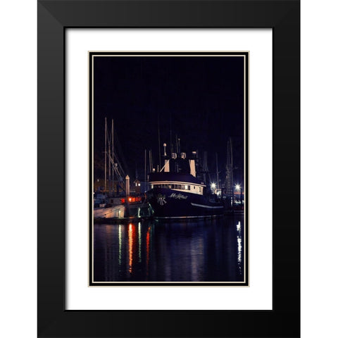 Harbor LIghts II Black Modern Wood Framed Art Print with Double Matting by Crane, Rita