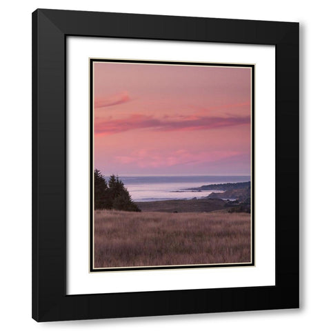 Rosy Coastal Sunset I Black Modern Wood Framed Art Print with Double Matting by Crane, Rita