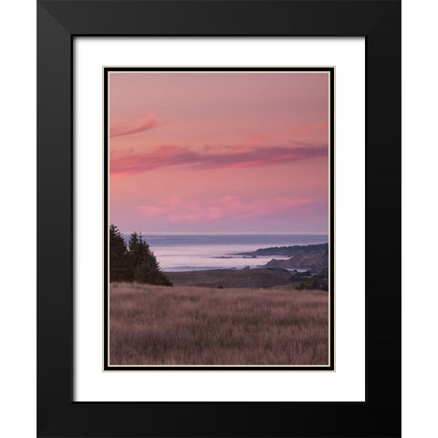 Rosy Coastal Sunset I Black Modern Wood Framed Art Print with Double Matting by Crane, Rita