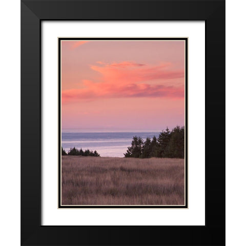 Rosy Coastal Sunset II Black Modern Wood Framed Art Print with Double Matting by Crane, Rita