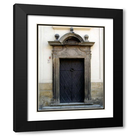 Prague Door I Black Modern Wood Framed Art Print with Double Matting by Christensen, Jim