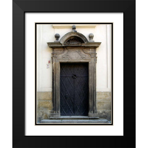 Prague Door I Black Modern Wood Framed Art Print with Double Matting by Christensen, Jim