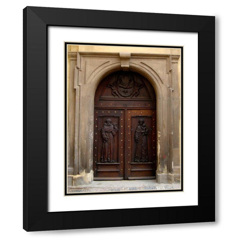 Prague Door V Black Modern Wood Framed Art Print with Double Matting by Christensen, Jim