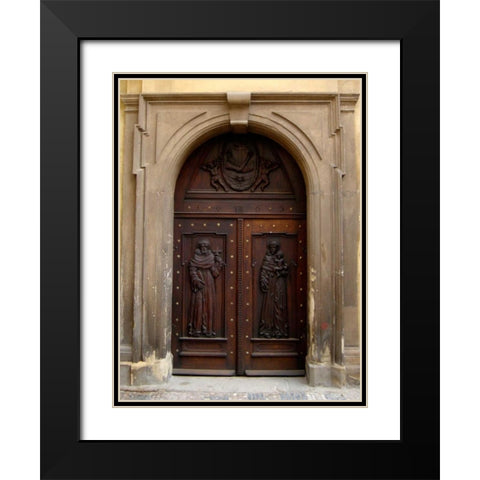 Prague Door V Black Modern Wood Framed Art Print with Double Matting by Christensen, Jim