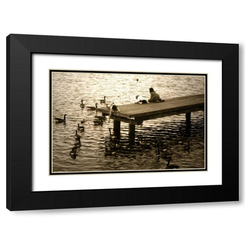 Feeding the Geese I Black Modern Wood Framed Art Print with Double Matting by Hausenflock, Alan