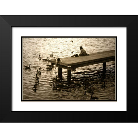 Feeding the Geese I Black Modern Wood Framed Art Print with Double Matting by Hausenflock, Alan