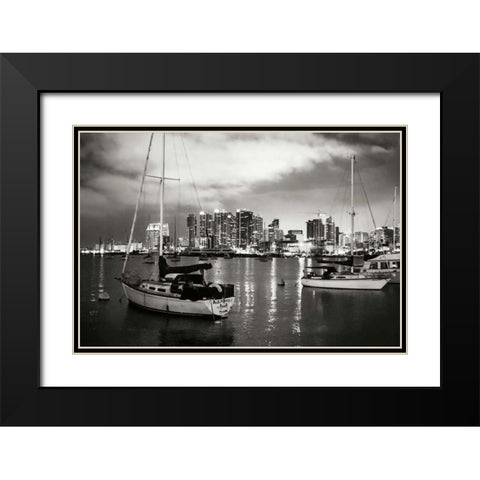 City Lights III Black Modern Wood Framed Art Print with Double Matting by Hausenflock, Alan