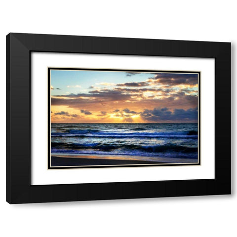 Ocean Sunrise II Black Modern Wood Framed Art Print with Double Matting by Hausenflock, Alan