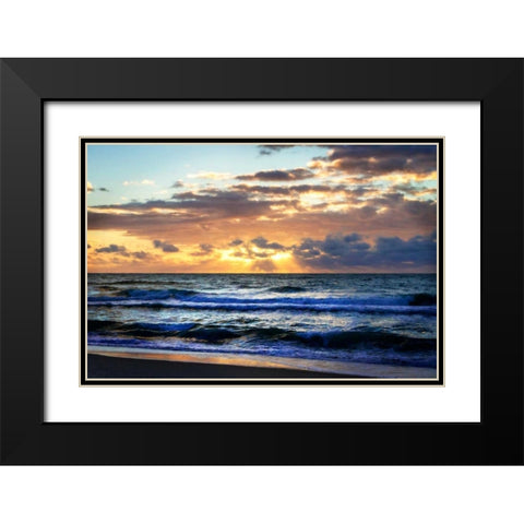 Ocean Sunrise II Black Modern Wood Framed Art Print with Double Matting by Hausenflock, Alan