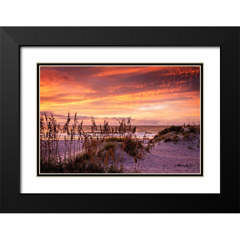 Fiery Beach Sunrise Black Modern Wood Framed Art Print with Double Matting by Hausenflock, Alan