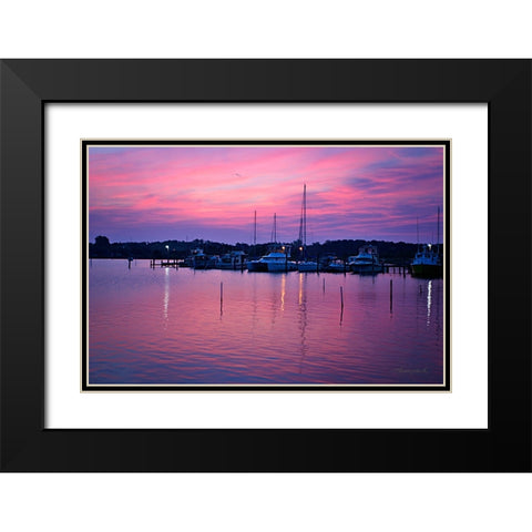 Harbor Sunrise Black Modern Wood Framed Art Print with Double Matting by Hausenflock, Alan