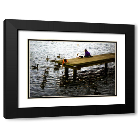 Feeding the Geese III Black Modern Wood Framed Art Print with Double Matting by Hausenflock, Alan