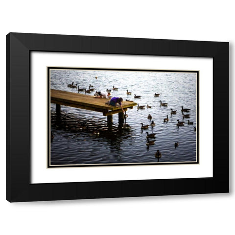 Feeding the Geese IV Black Modern Wood Framed Art Print with Double Matting by Hausenflock, Alan