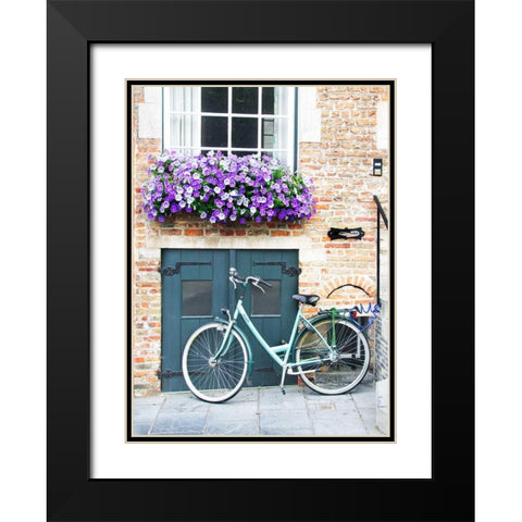 Brugge Door and Bicycle Black Modern Wood Framed Art Print with Double Matting by Johnson, George
