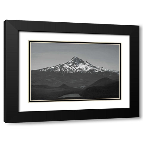 BW Mt. Hood Black Modern Wood Framed Art Print with Double Matting by Kidd, Brian
