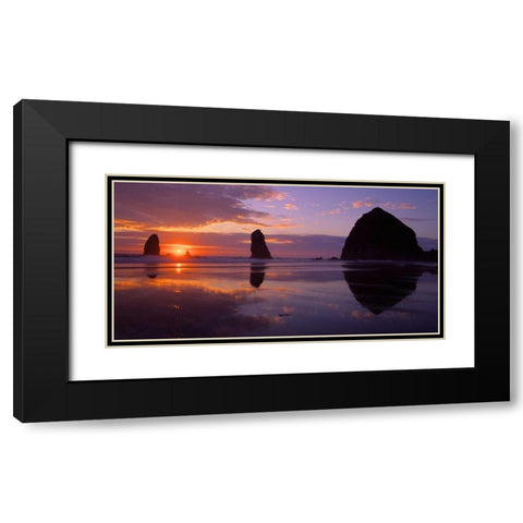 Cannon Beach II Black Modern Wood Framed Art Print with Double Matting by Leahy, Ike