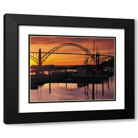 Yaquina Bay Sunset Black Modern Wood Framed Art Print with Double Matting by Leahy, Ike