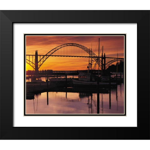 Yaquina Bay Sunset Black Modern Wood Framed Art Print with Double Matting by Leahy, Ike