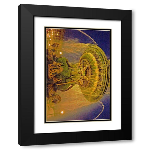 Golden Fountain I Black Modern Wood Framed Art Print with Double Matting by Love, Maureen