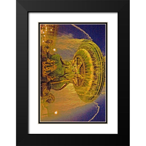 Golden Fountain I Black Modern Wood Framed Art Print with Double Matting by Love, Maureen