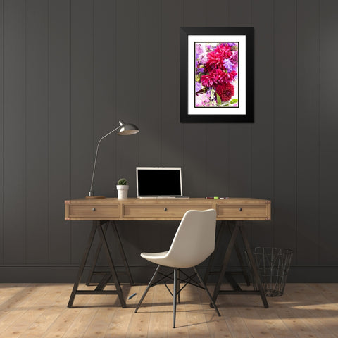 Fuschia Dalhia I Black Modern Wood Framed Art Print with Double Matting by Love, Maureen