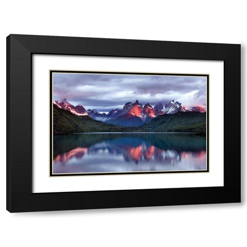 Dawn Torres del Paine Black Modern Wood Framed Art Print with Double Matting by Malvin, Larry