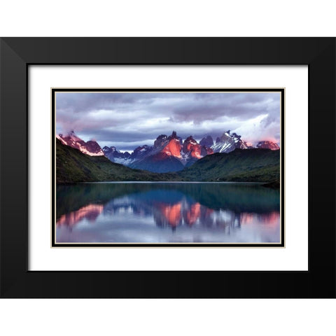 Dawn Torres del Paine Black Modern Wood Framed Art Print with Double Matting by Malvin, Larry