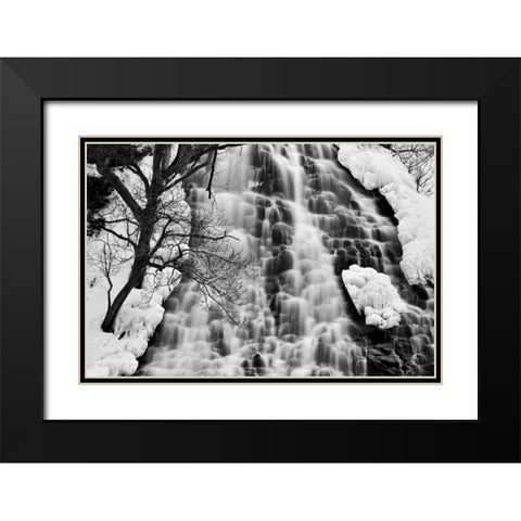 Oshinkoshin Falls II Black Modern Wood Framed Art Print with Double Matting by Malvin, Larry