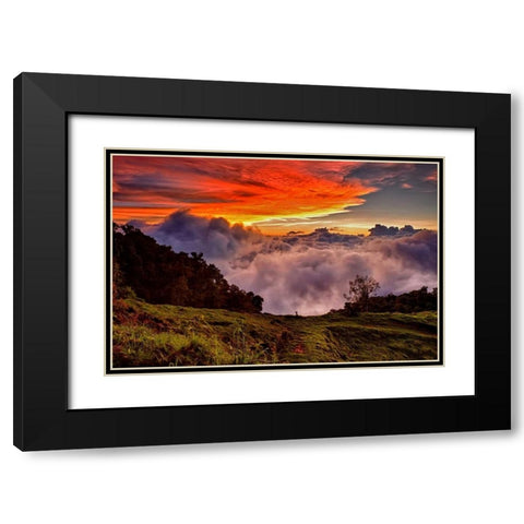 Mountain Cloud Sunset Black Modern Wood Framed Art Print with Double Matting by Malvin, Larry