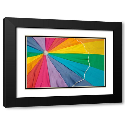 Beach Umbrella Black Modern Wood Framed Art Print with Double Matting by Mahan, Kathy